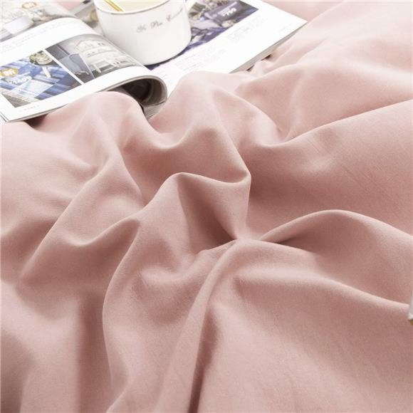 Pink Comforter Sets Queen Solid Blush Pink Bedding Comforters Women Girls Dusty - Picture 7 of 7